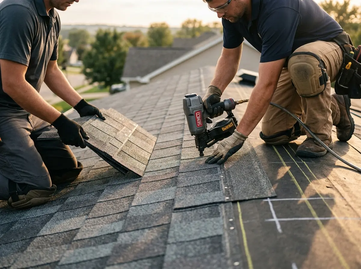 Professional roofer working on a residential roof in Fern Park